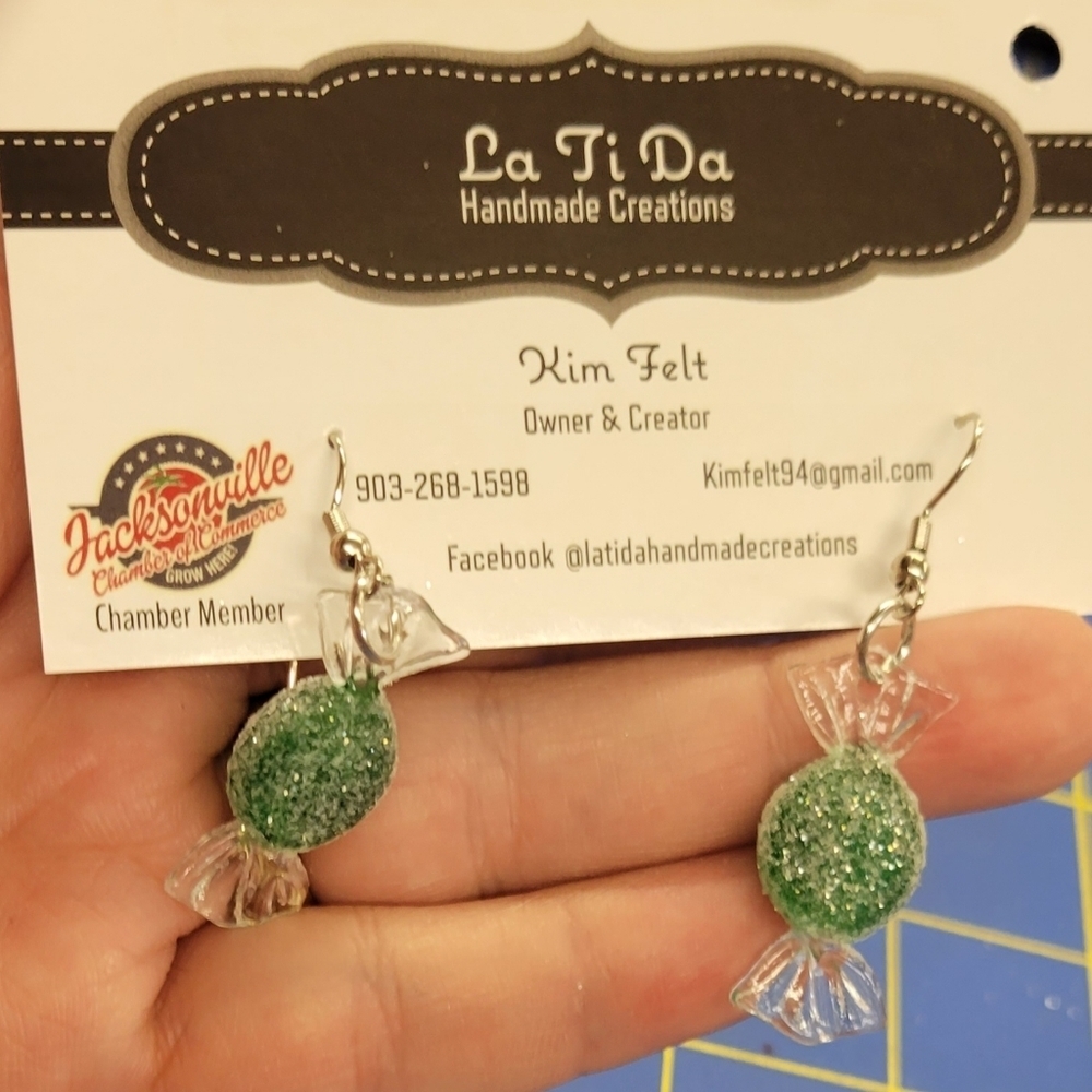 Hard Candy Green Dangling Earrings